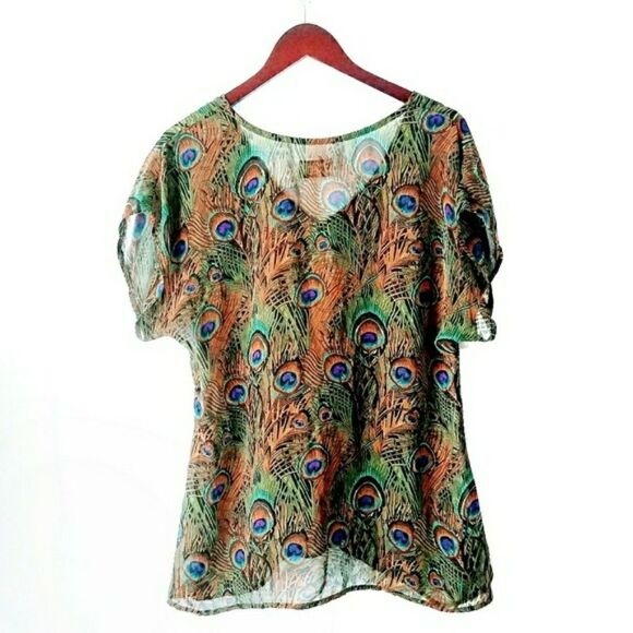 Show Me Your MuMu Top Peacock Sheer Small Green - Picture 2 of 6